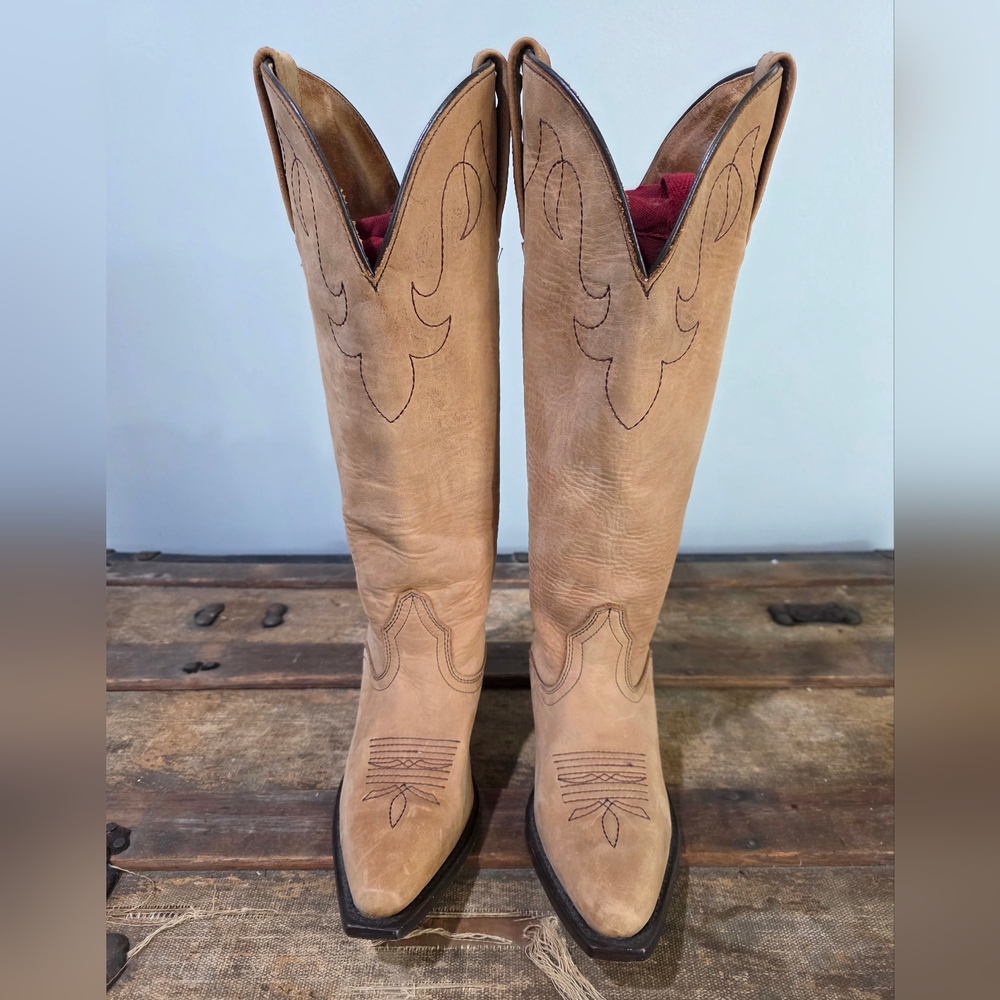 J.B. Dillon Snip Toe Embroidered Western Handcrafted Soft Leather Cowgirl Boots - Picture 3 of 14